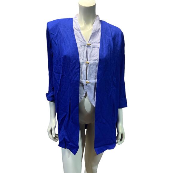 Perceptions by Irene B. Vintage 90s Oversized Blue Blazer Blouse - Size 8 - Picture 11 of 13